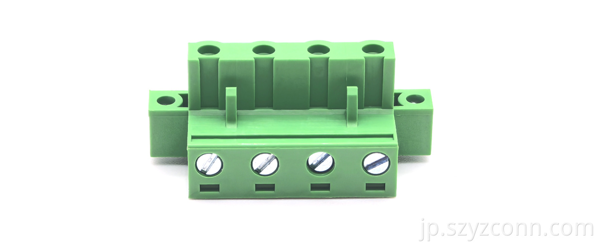 7.62mm Pitch Pluggable Terminal Blocks Female New Model Green with Lug (Copper Block) 1*4P